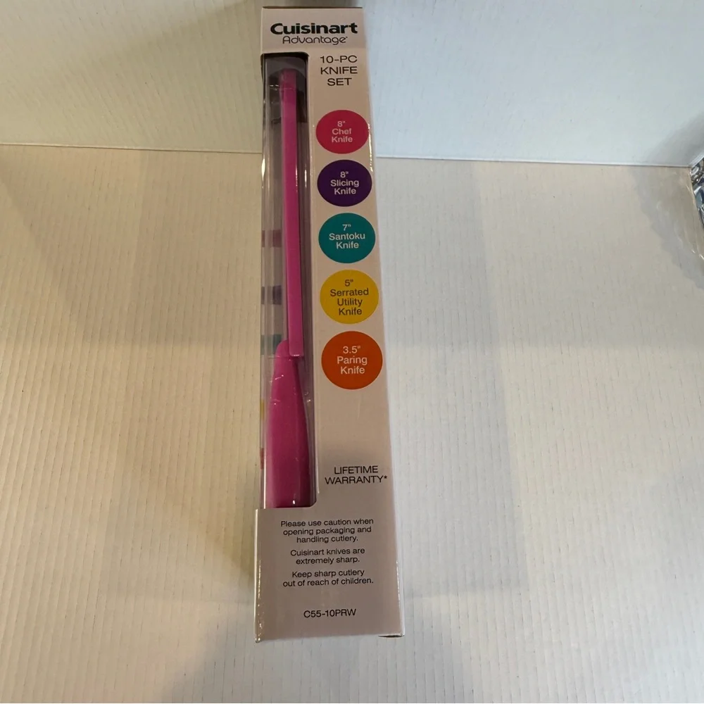 🆕 Cuisinart 10-Piece Colorful Typography Knife Set – Nonstick Blades – 🆕